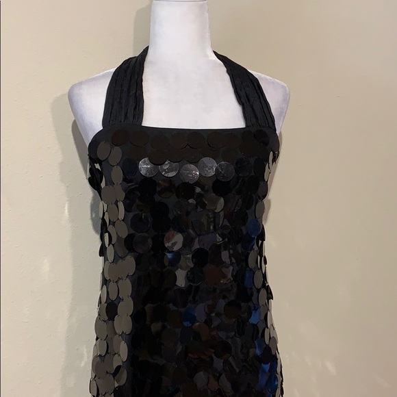 NWT Alice + Olivia Sequin Silk Bow Halter Dress - Picture 3 of 7